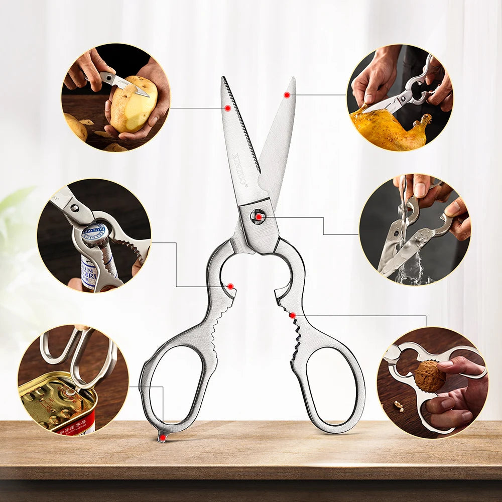 XINZUO New Kitchen Knife Set 7 Pieces Knives Set Scissors with Wooden Block