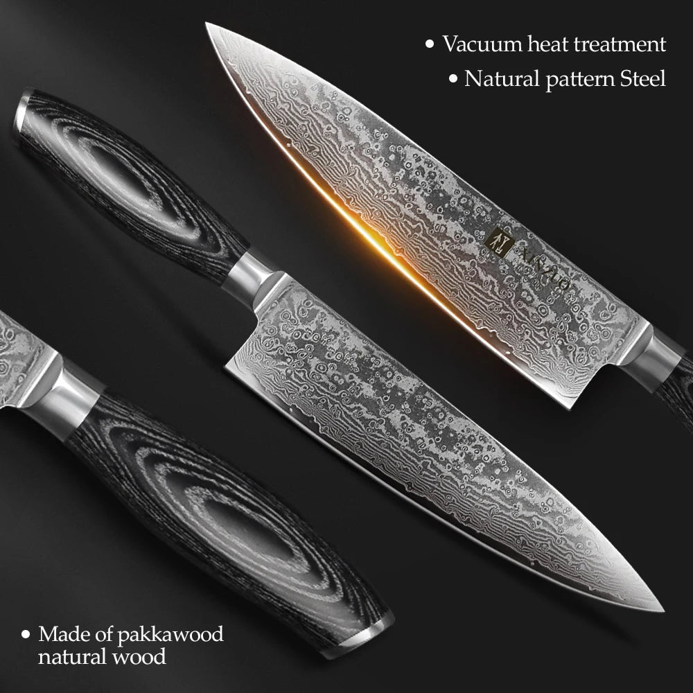 XINZUO New Kitchen Knife Set 7 Pieces Knives Set Scissors with Wooden Block