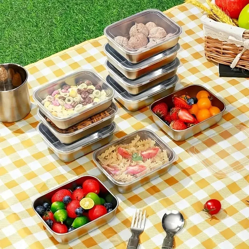 5pcs Stainless Steel Food Storage Stackable Meal Prep Boxes for Kitchen Fridge Lunch Ideal for Meal Prep Travel Kitchen Storage