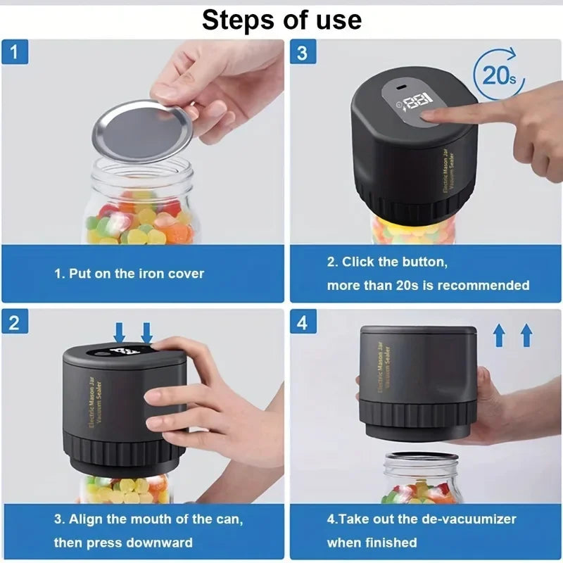 Cordless Electric Mason Jar Vacuum Sealer kit