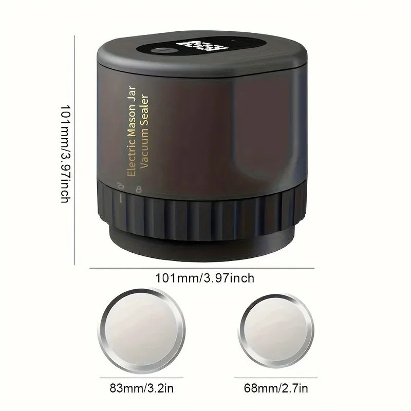 Electric Mason Jar Vacuum Sealer Kit, Cordless, for Mason Jars Wide Mouth Fermentation with Mason