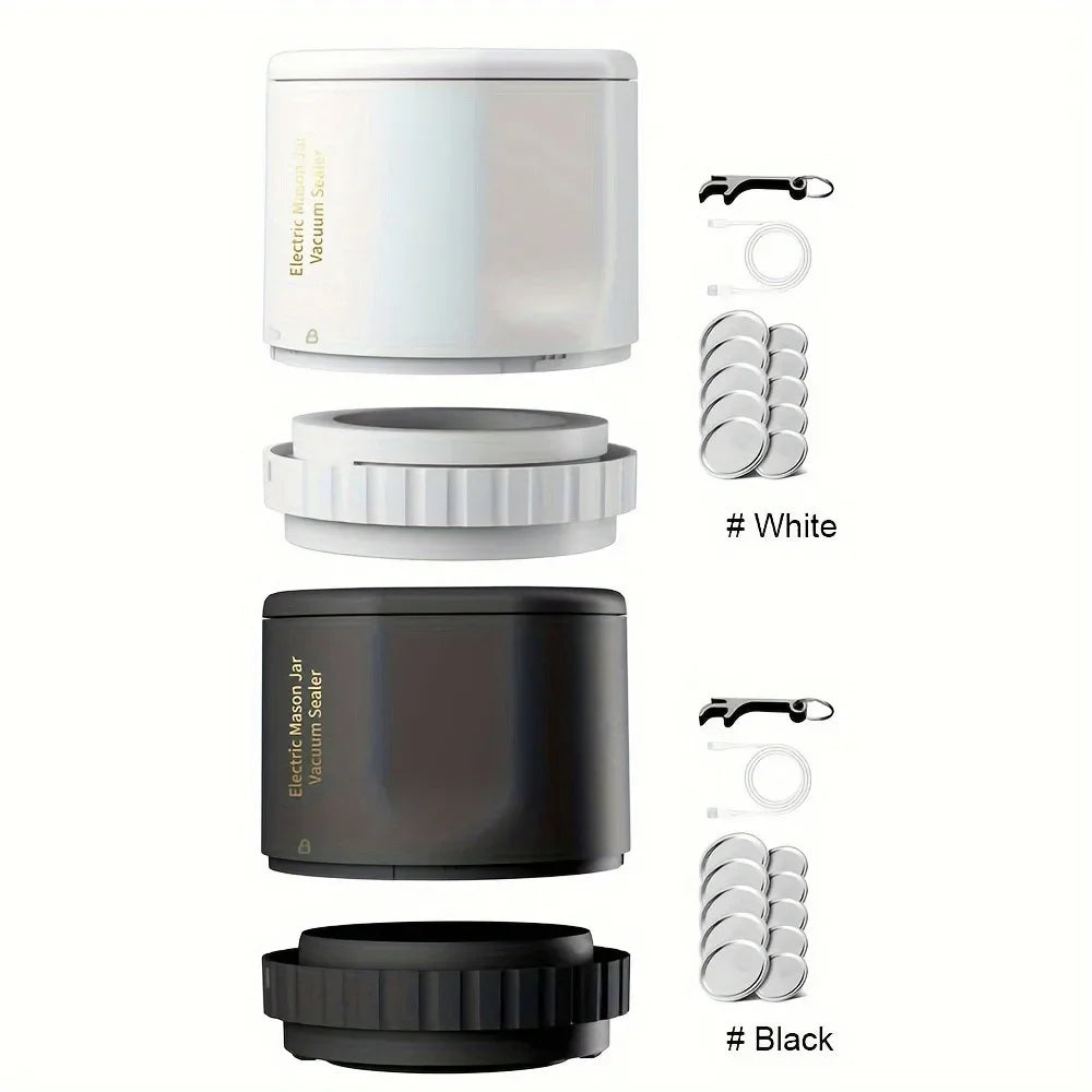 Electric Mason Jar Vacuum Sealer Kit, Cordless, for Mason Jars Wide Mouth Fermentation with Mason