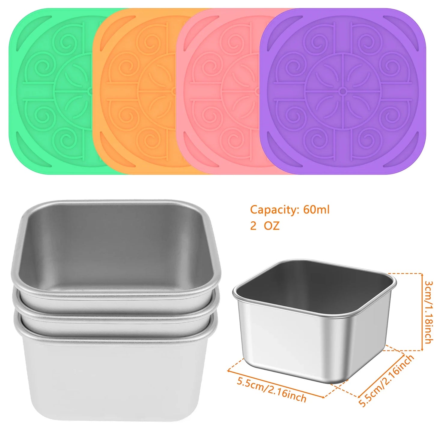 4Pcs Stainless Steel Salad Box Snack Container with Silicone Lids