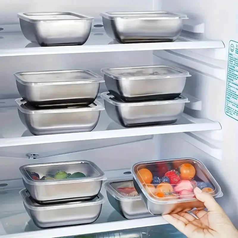 5pcs Stainless Steel Food Storage Stackable Meal Prep Boxes for Kitchen Fridge Lunch Ideal for Meal Prep Travel Kitchen Storage