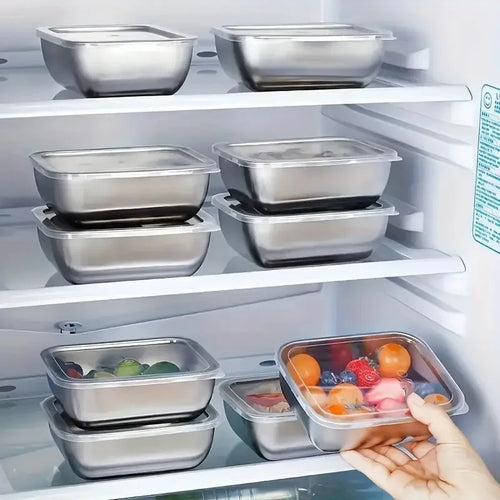5pcs Stainless Steel Food Storage Stackable Meal Prep Boxes for Kitchen Fridge Lunch Ideal for Meal Prep Travel Kitchen Storage