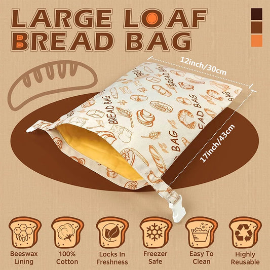 Bread Bags Reusable Beeswax Storage Bags