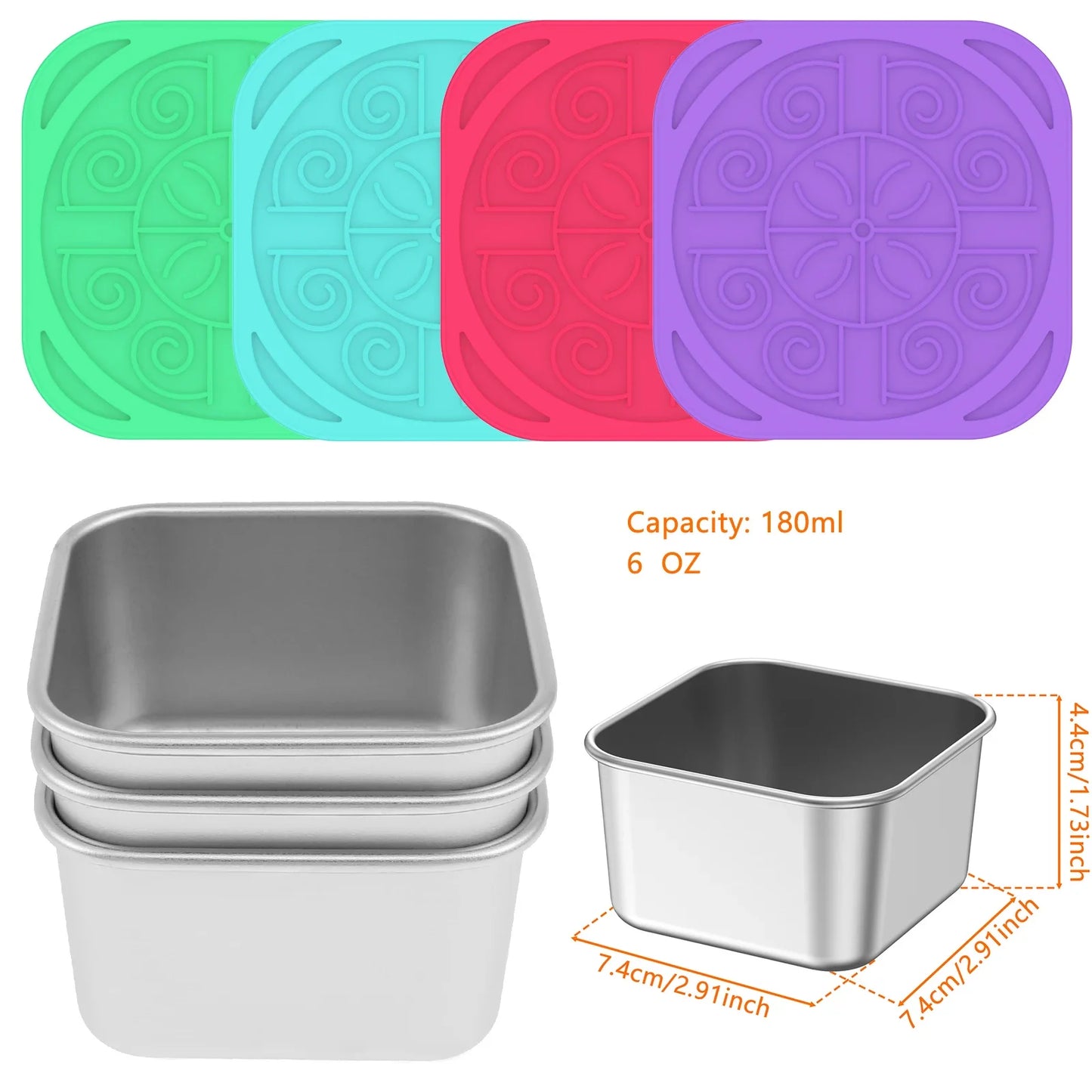 4Pcs Stainless Steel Salad Box Snack Container with Silicone Lids