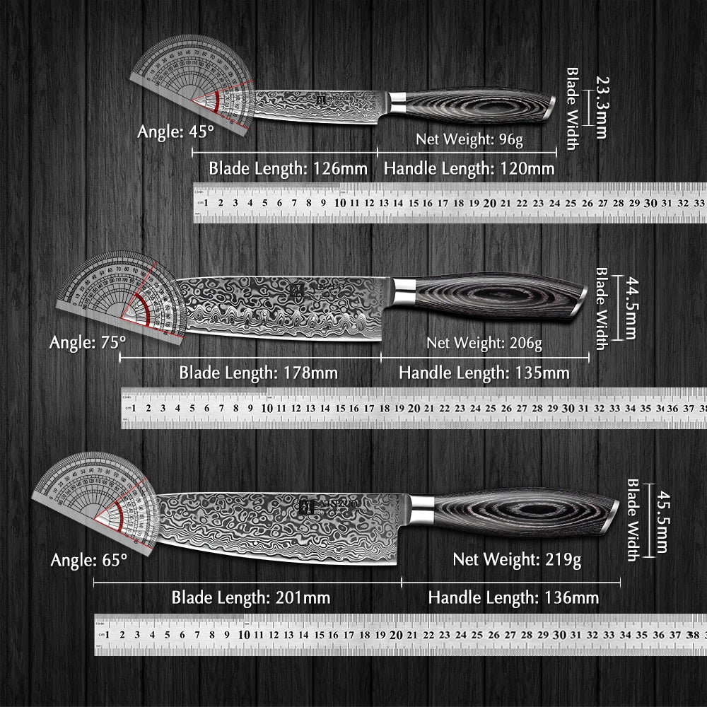 XINZUO New Kitchen Knife Set 7 Pieces Knives Set Scissors with Wooden Block