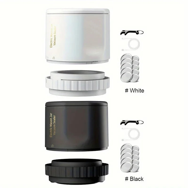 Electric Mason Jar Vacuum Sealer Kit, Cordless, for Mason Jars Wide Mouth Fermentation with Mason