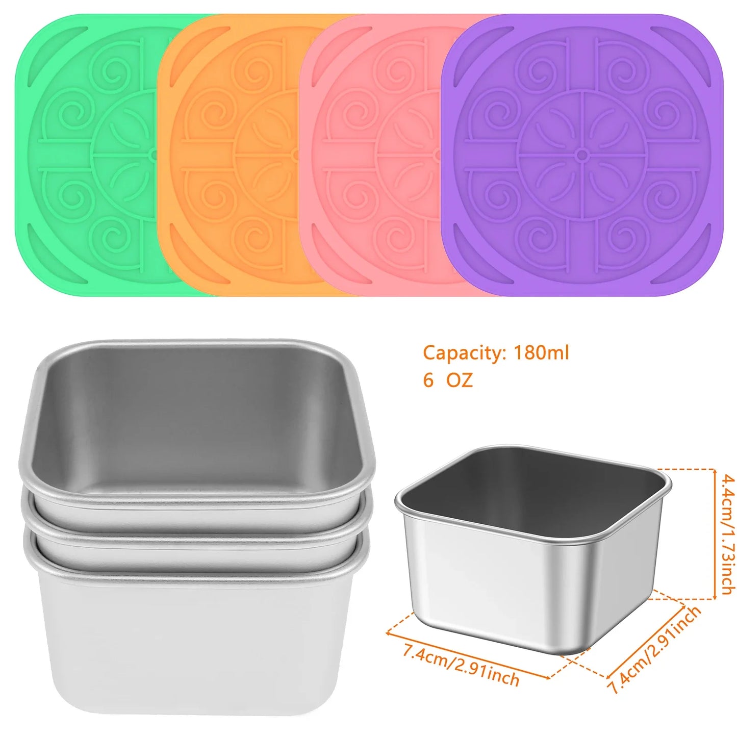 4Pcs Stainless Steel Salad Box Snack Container with Silicone Lids