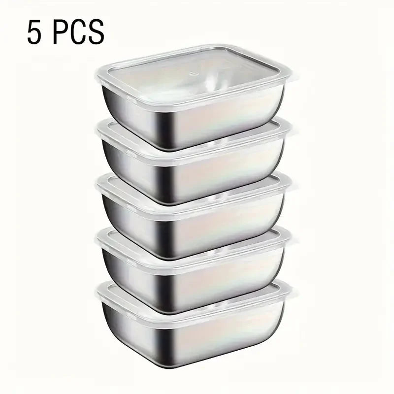 Stainless Steel Meal prep Containers (5 pack), Stackable Food Storage Boxes