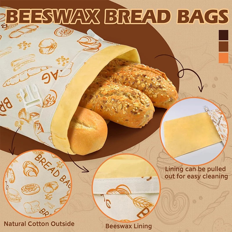 Bread Bags Reusable Beeswax Storage Bags