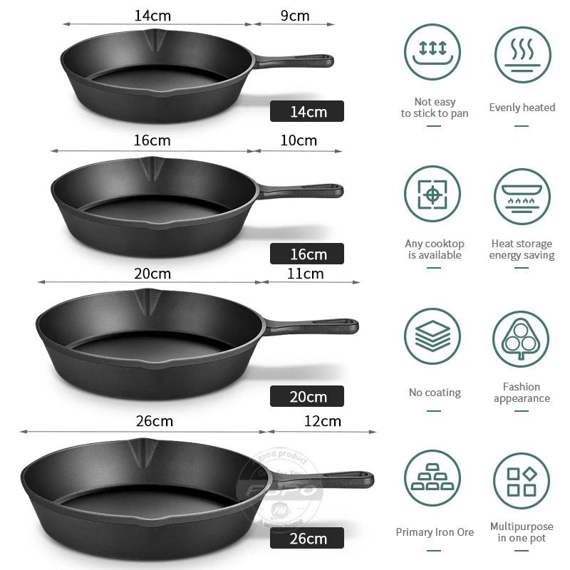 Cast Iron Frying Pan Non-stick Skillet