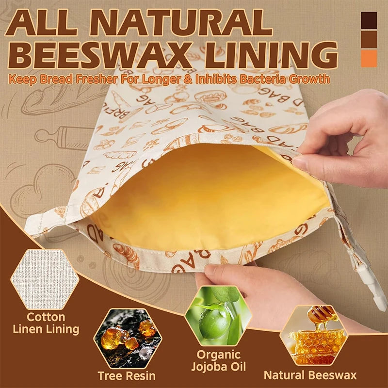 Bread Bags Reusable Beeswax Storage Bags