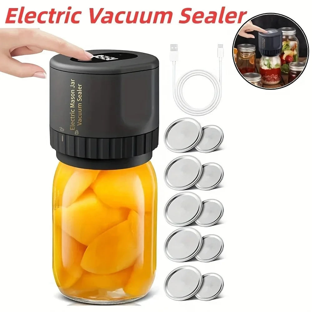 Electric Mason Jar Vacuum Sealer Kit, Cordless, for Mason Jars Wide Mouth Fermentation with Mason